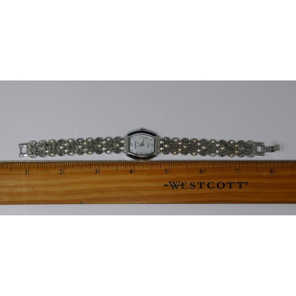 Elgin II Crystal Marcasite Silver Tone Ladies Quartz Watch NEW BATTERY main image 15